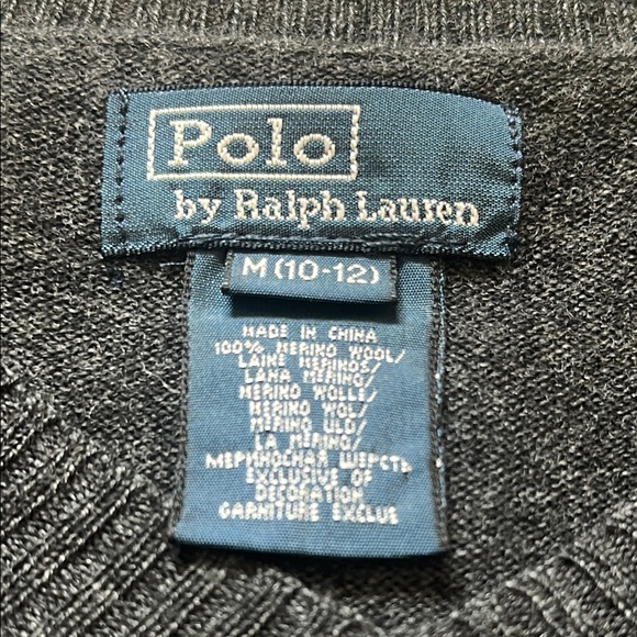 Polo by Ralph Lauren Vintage Kids Gray V-Neck Sweater Size YM - Picture 2 of 7